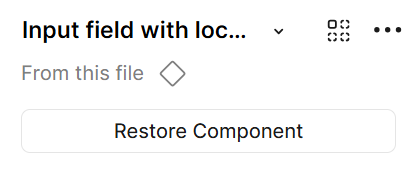 A component whose source page was deleted, offering only Restore Component